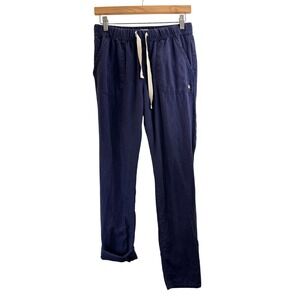ROXY on The Seashore Women's Navy Blue Linen Blend Drawstring Waist Pants XS